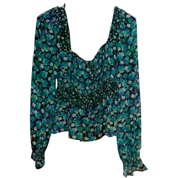 🌹NWT/SO FLORAL GREEN/BLACK CROP TOP - Picture 1 of 8